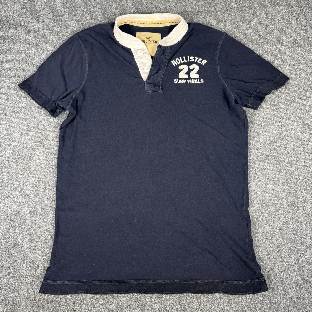 Vintage Hollister By Abercrombie Short Sleeve L Henley Embroidered Rare